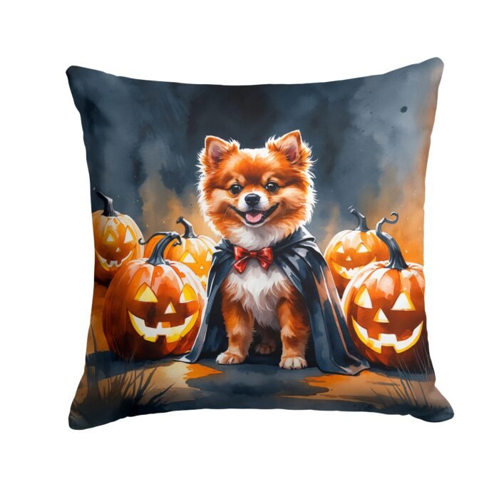 Pomeranian Puppy Halloween Throw Pillow Indoor/Outdoor Decorative Throw Pillow, 14 x 14 in
